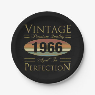 Assiettes En Carton Anniversaire vintage 1966 60 ans