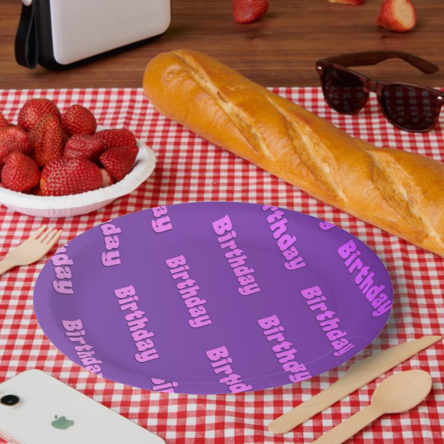 Assiettes En Carton Anniversaire (violet) (Pique-nique)