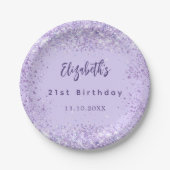 Assiettes En Carton Anniversaire violet confetti élégant (Devant)