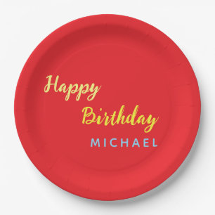 Assiettes En Carton Anniversaire Votre Nom Minimaliste Moderne