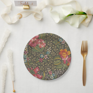 Assiettes En Carton Antique Toile de Jouy motif floral français
