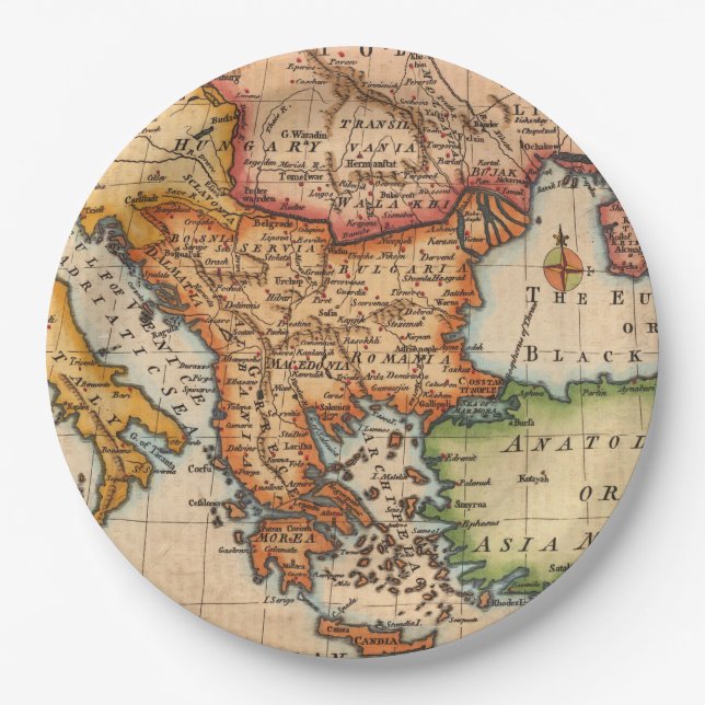 Assiettes En Carton Antique vieille carte inspirée (2) (Devant)