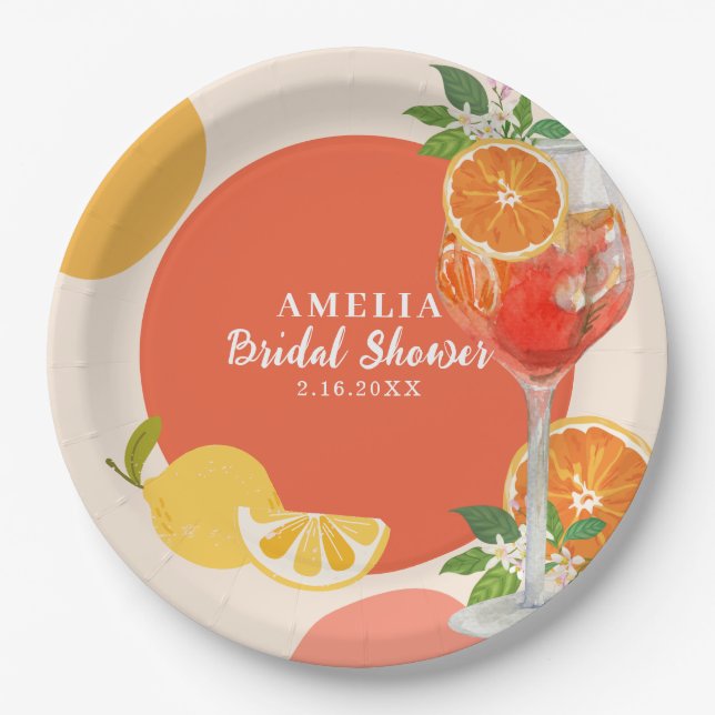 Assiettes En Carton Aperol spritz Amour au premier spritz Bridal douch (Devant)