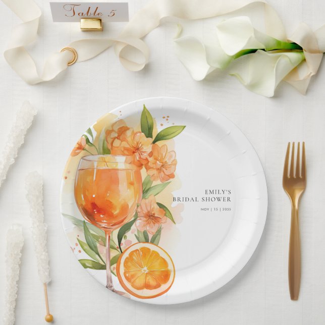 Assiettes En Carton Aperol Spritz Fête de Mariée (Mariage)
