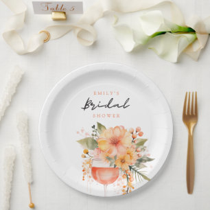 Assiettes En Carton Aperol Spritz Floral Bridal Shower