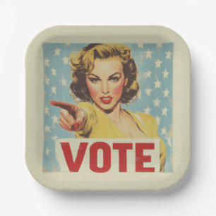Assiettes En Carton Appel à l'action patriotique : Votez !