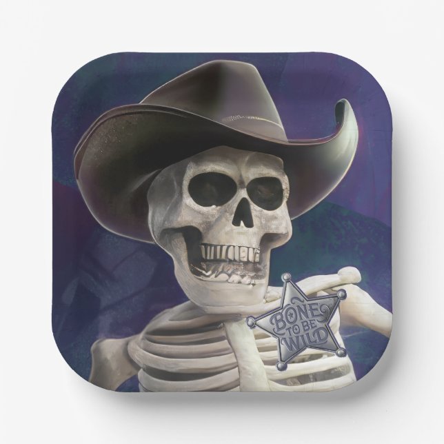 Assiettes En Carton Appelez-Moi "Doc Bones", Sheriff Squelette Déplais (Recto)