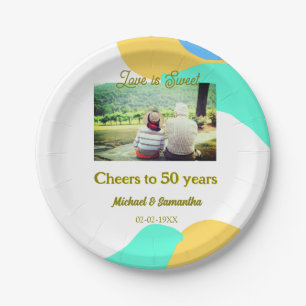 Assiettes En Carton applaudissements à 50 ans l'amour est Sweet rétro