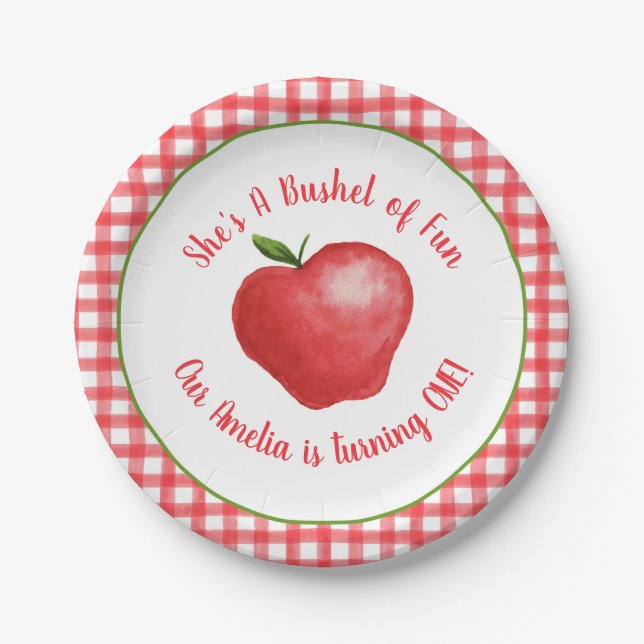 Assiettes En Carton Apple Bushel of Fun Party Plate - Personnalisable (Devant)