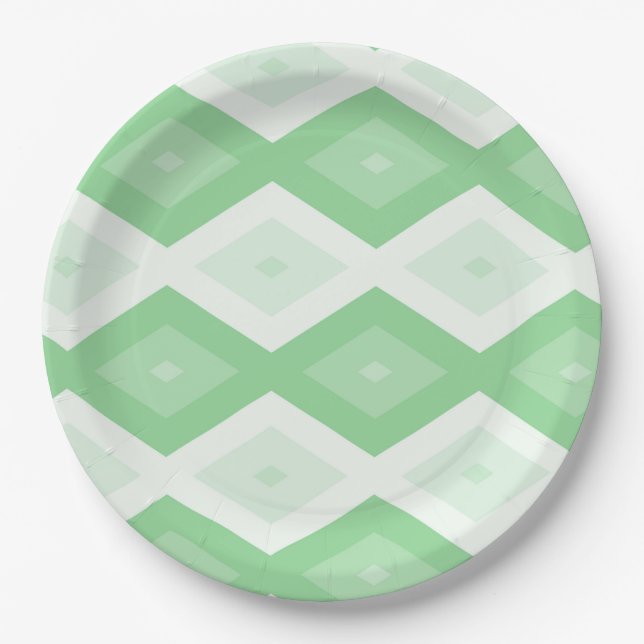 Assiettes En Carton Apple green diamond pattern (Devant)