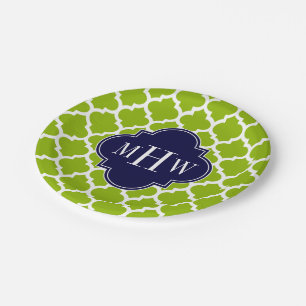 Assiettes En Carton Apple Green Wt Moroccan #5 Navy 3 Monogram initial