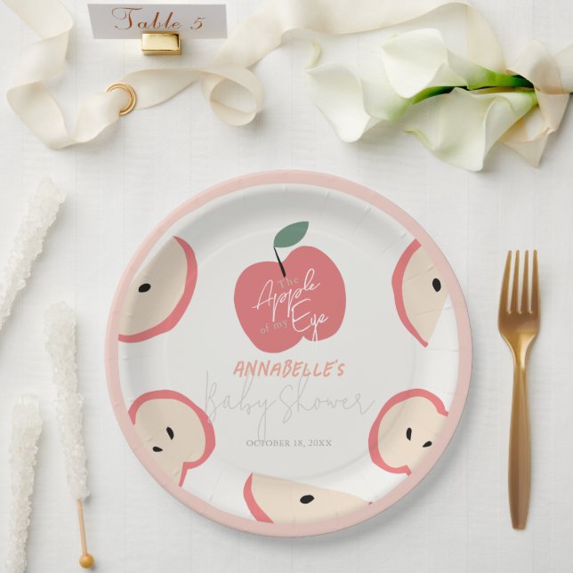 Assiettes En Carton Apple of my Eye Pink Girl Baby Shower (Mariage)