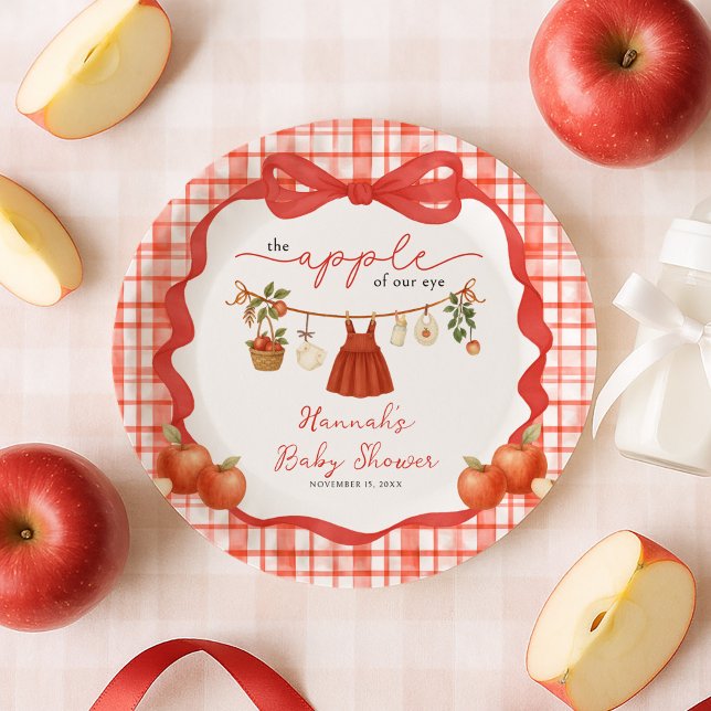 Assiettes En Carton Apple of Our Eye Girl Clothesline Baby Shower (Créateur téléchargé)