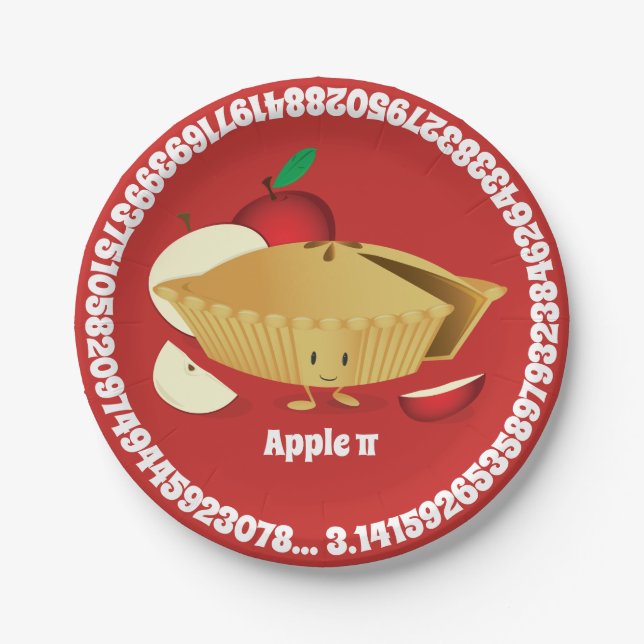 Assiettes En Carton Apple Pi Day | Plaque papier (Devant)