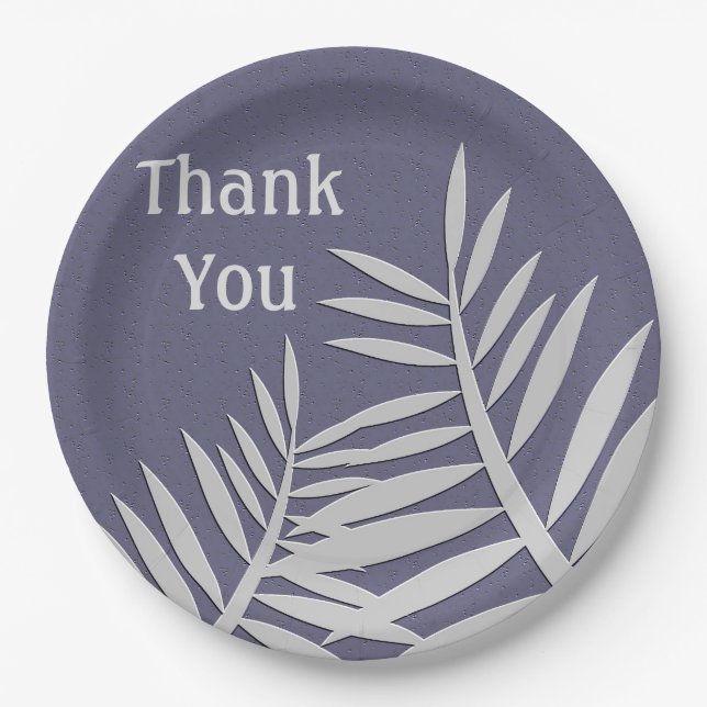 Assiettes En Carton Appréciation du Merci Feuille violette Silhouette (Devant)