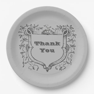 Assiettes En Carton Appréciation Repas Vintage Ornate Shield Merci