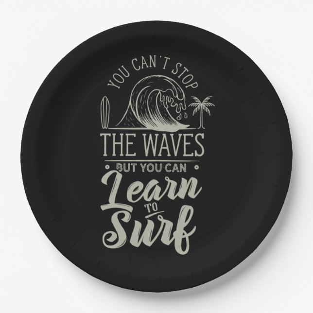 Assiettes En Carton Apprendre Au Surf (Devant)