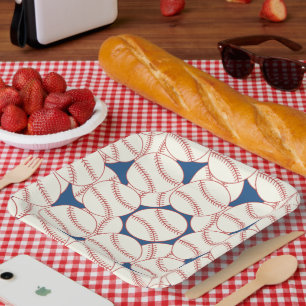 Assiettes En Carton Approvisionnements bleus de partie de plaques à