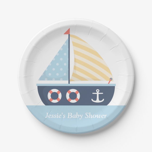 Assiettes En Carton Approvisionnements nautiques de baby shower de (Devant)