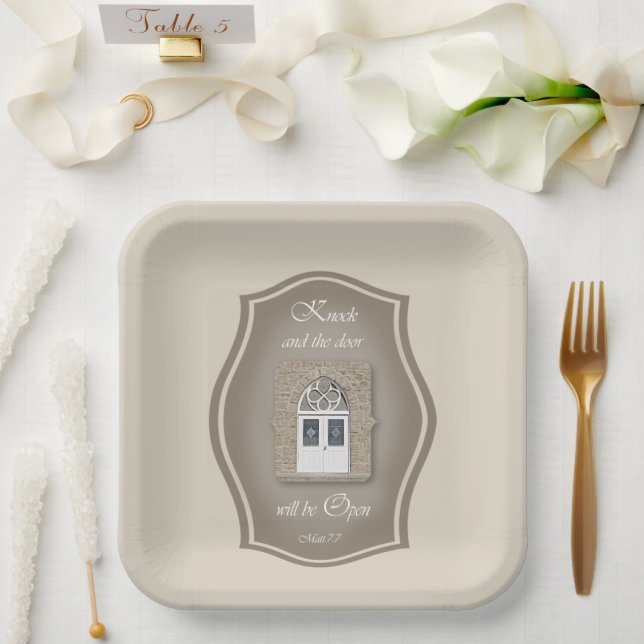 Assiettes En Carton Appuyez et la porte s'ouvrira - Plaque de papier (Mariage)