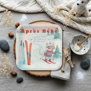 Assiettes En Carton Après Bébé ski Renard Arctique