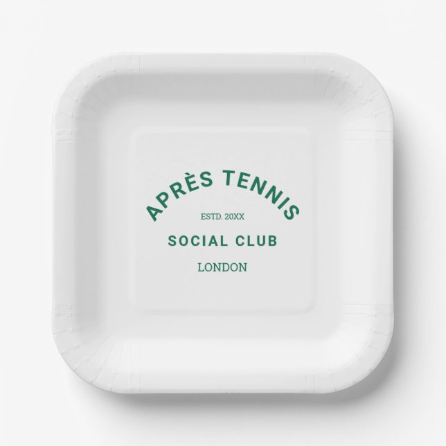 Assiettes En Carton Après Tennis Social Club Green personnalisé Crest (Recto)