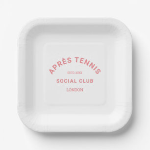 Assiettes En Carton Après Tennis Social Club Rose personnalisé Crest