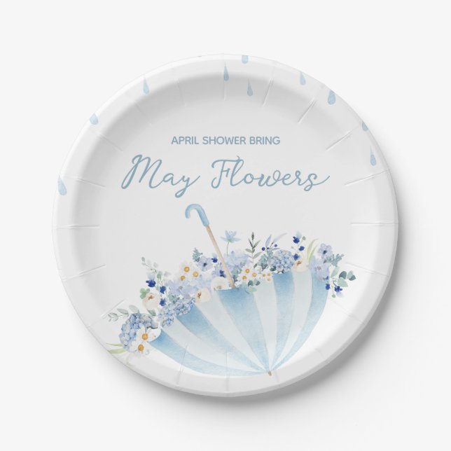 Assiettes En Carton April Shower Bring May Flowers Baby Shower (Devant)