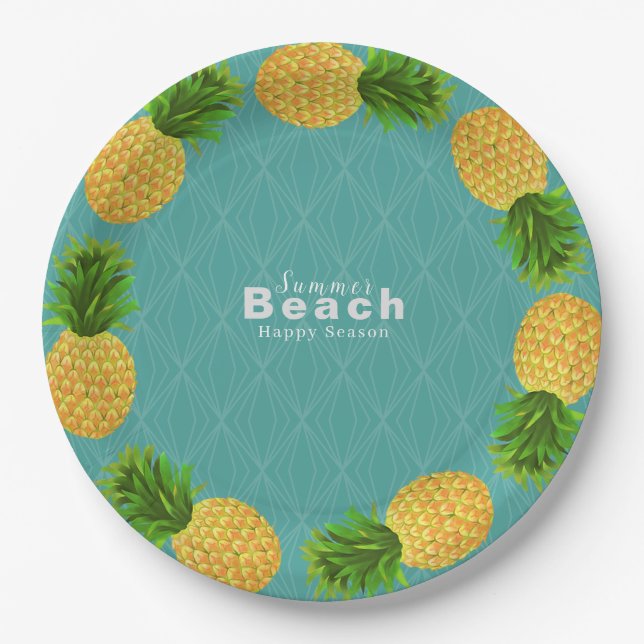 Assiettes En Carton Aqua ananas (Devant)