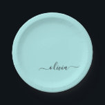 Assiettes En Carton Aqua Bleu Sarcelle Féminin Monogramme Nom Moderne<br><div class="desc">Aqua Bleu Sarcelle Monogramme Ajoutez Votre Propre Nom Écriture Party Assiettes. Cela fait le parfait 16 ans anniversaire,  mariage,  douche de mariée,  anniversaire de mariage,  douche de bébé ou enterrement de vie de jeune fille cadeau pour quelqu'un qui aime le luxe glamour et les styles chic.</div>