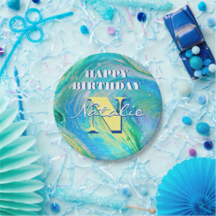 Assiettes En Carton Aqua Blue Acrylic