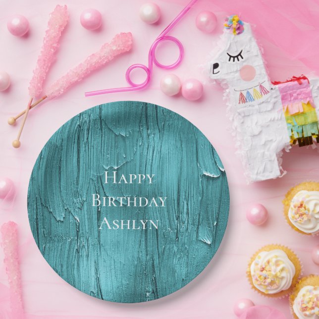 Assiettes En Carton Aqua Blue Gake Frosting Anniversaire (Fête)