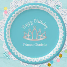 Aqua Blue Princess Tiara Plaque papier d'anniversa
