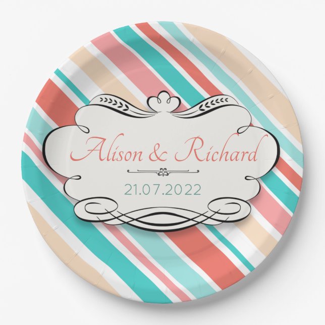 Assiettes En Carton Aqua & Coral (Devant)