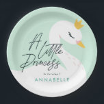 Assiettes En Carton Aqua girly élégante photo belle fête de cygne<br><div class="desc">Un petit décor de fête photo princesse pour la conception de plaque en papier. Aqua vert bleu ceint élégant joli beau cygne gamme d'invitation photo d'anniversaire enfant. Un superbe design rose et aqua. Design de nénuphars et de coussins de nénuphars.</div>