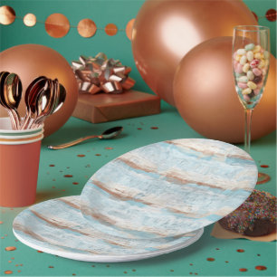 Assiettes En Carton Aqua Turquoise Brown Blanc Aquarelle Baies