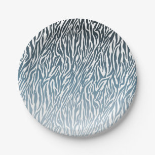 Assiettes En Carton Aqua Zebra Print Ombre