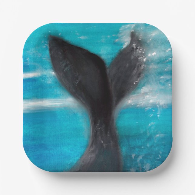 Assiettes En Carton Aquarelle à queue de baleine (Recto)