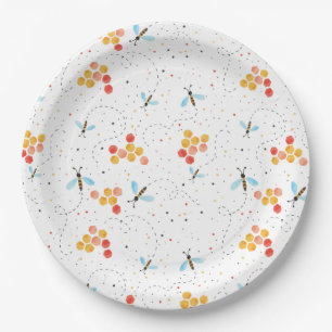 Assiettes En Carton Aquarelle Abeille Motif Plaque papier
