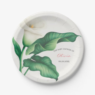 Assiettes En Carton Aquarelle Baby shower blanc Lilly
