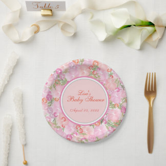 Assiettes En Carton Aquarelle Baby shower Floral Plaque en papier