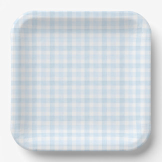 Assiettes En Carton Aquarelle bleu clair En vichy plaque en papier