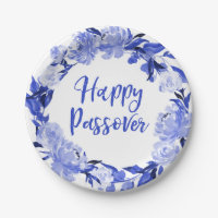 Aquarelle bleu royal Floral Happy Passover