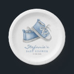 Assiettes En Carton Aquarelle bleue Chaussures bébé C'est un Baby show<br><div class="desc">Invités Invitations à votre événement avec ces plaques de baby shower personnalisables. Il présente l'aquarelle illustrant d'adorables bottes bleues pour bébés. Personnalisez en ajoutant vos détails. Ces plaques en papier baby shower bleu sont parfaites pour les baby showers It's a Boy.</div>