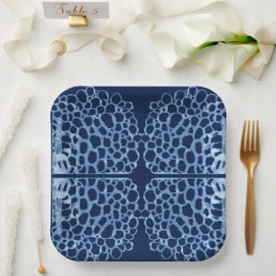 Assiettes En Carton Aquarelle bleue et blanche Style côtier