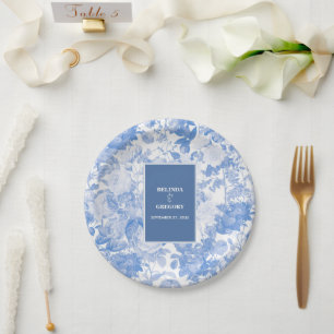 Assiettes En Carton Aquarelle bleue Mariage de fleurs botaniques