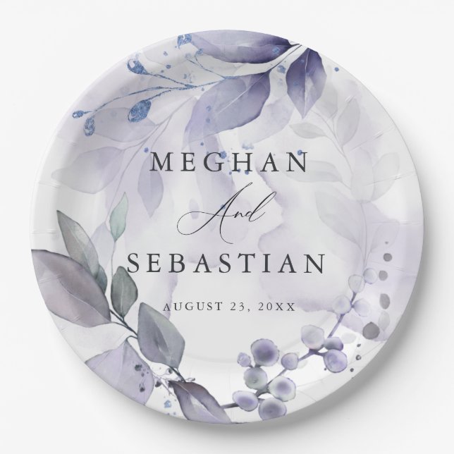 Assiettes En Carton Aquarelle BOHO Plaque de papier de feuillage en bo (Devant)