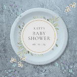 Assiettes En Carton Aquarelle botanique Vert Bleu Bébé Garçon Douche<br><div class="desc">Dotés de délicats feuilles d'aquarelle,  ces douches pour bébé bleu moderne,  arrosage,  ou plaques de papier douche pour couples peuvent être personnalisées avec vos détails spéciaux de l'événement. Conçu par Thisisnotme©</div>