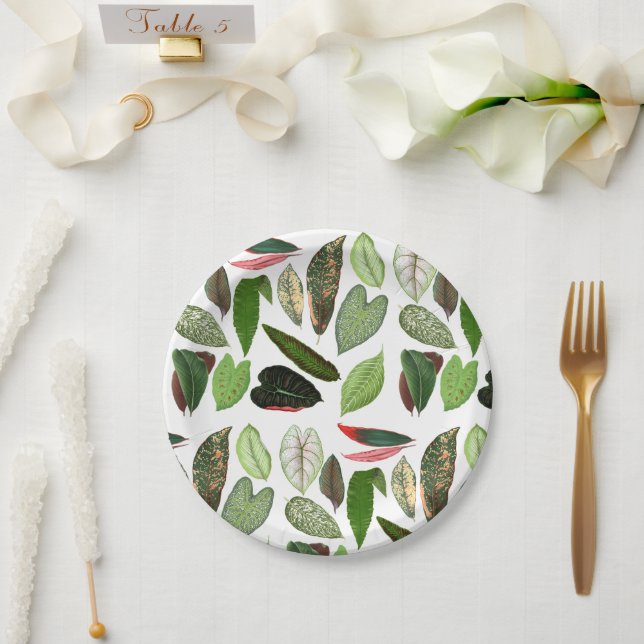 Assiettes En Carton Aquarelle botanique Vintage verdure Feuilles (Mariage)