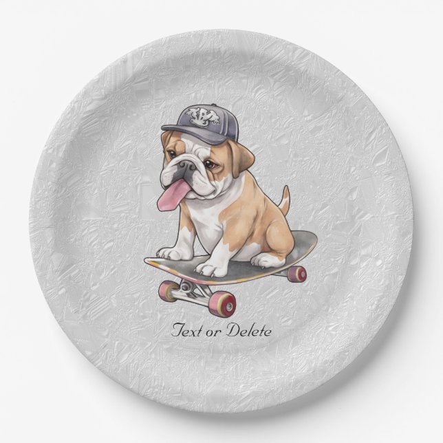 Assiettes En Carton Aquarelle Bulldog Papier Plaque (Devant)